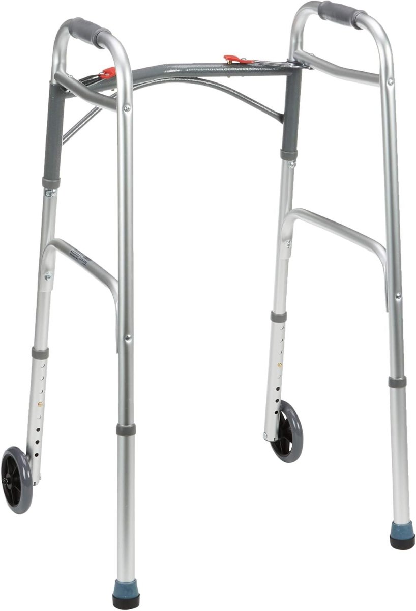 Lightweight Folding Walking Frame with Wheels Height Adjustable Mobility Aid - Kwikley