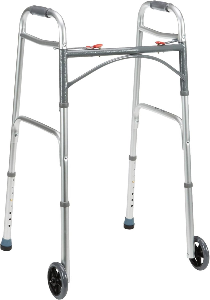 Lightweight Folding Walking Frame with Wheels Height Adjustable Mobility Aid - Kwikley