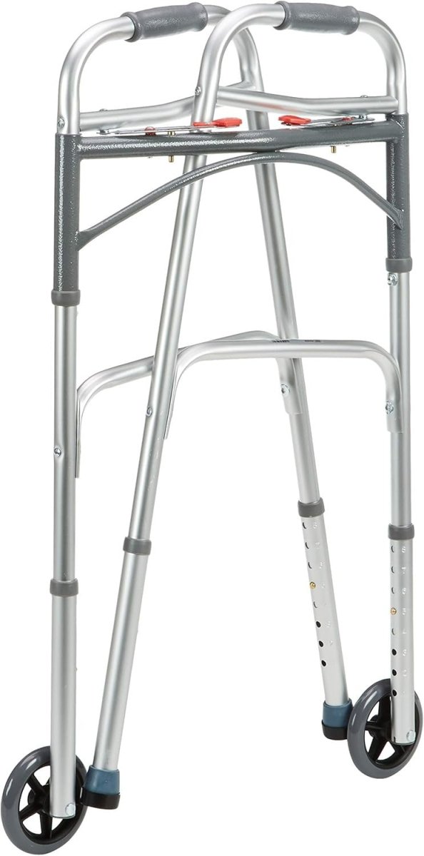 Lightweight Folding Walking Frame with Wheels Height Adjustable Mobility Aid - Kwikley