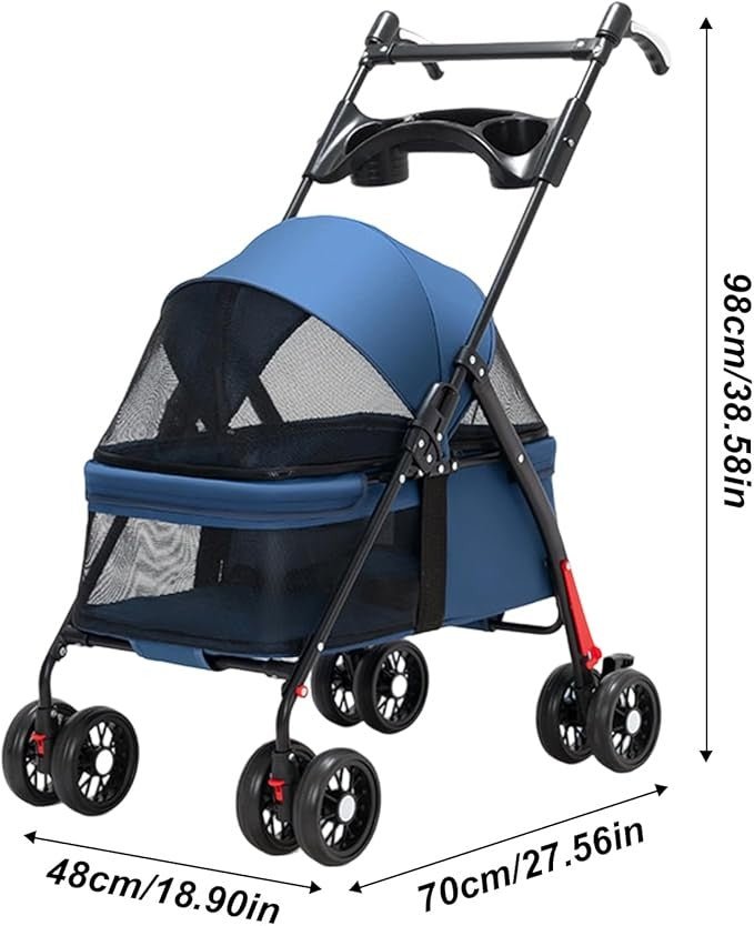 Lightweight Pet Stroller for Small Dogs Cats Folding Travel Pushchair 4 Wheel - Kwikley