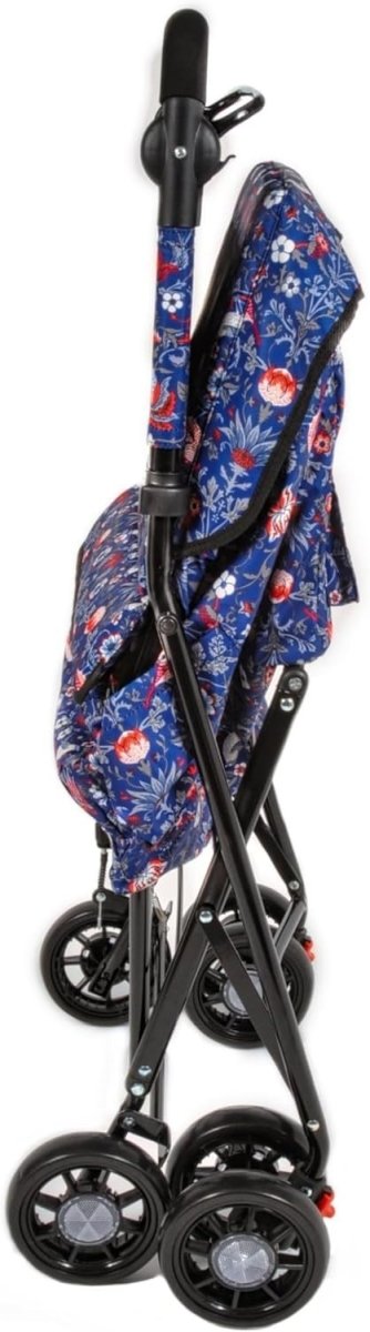 Lightweight Shopping Trolley With Seat Backrest 6 Wheel Rollator Blue - Kwikley
