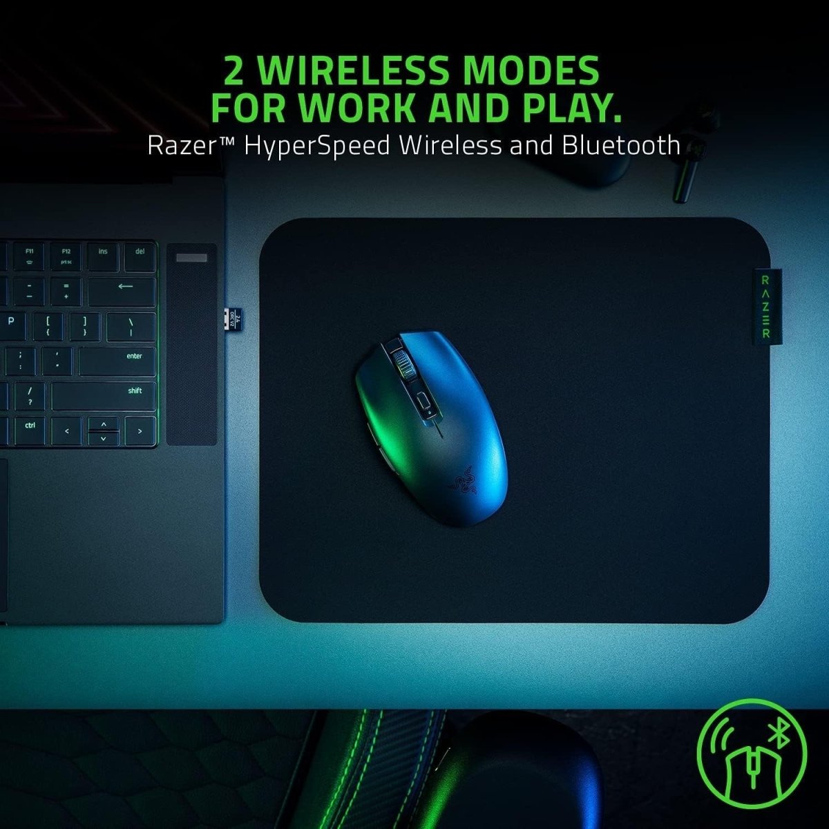Lightweight Wireless Gaming Mouse 950H Battery 2.4G Bluetooth Black - Kwikley