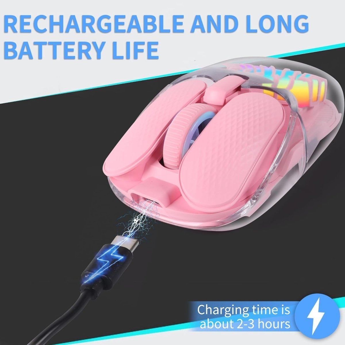 LIKE SHOW Bluetooth Wireless Mouse Tri - Mode Rechargeable RGB Pink - Kwikley