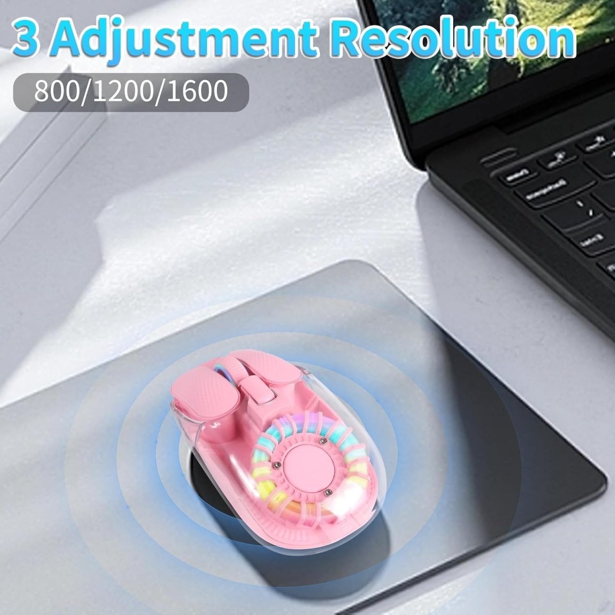 LIKE SHOW Bluetooth Wireless Mouse Tri - Mode Rechargeable RGB Pink - Kwikley