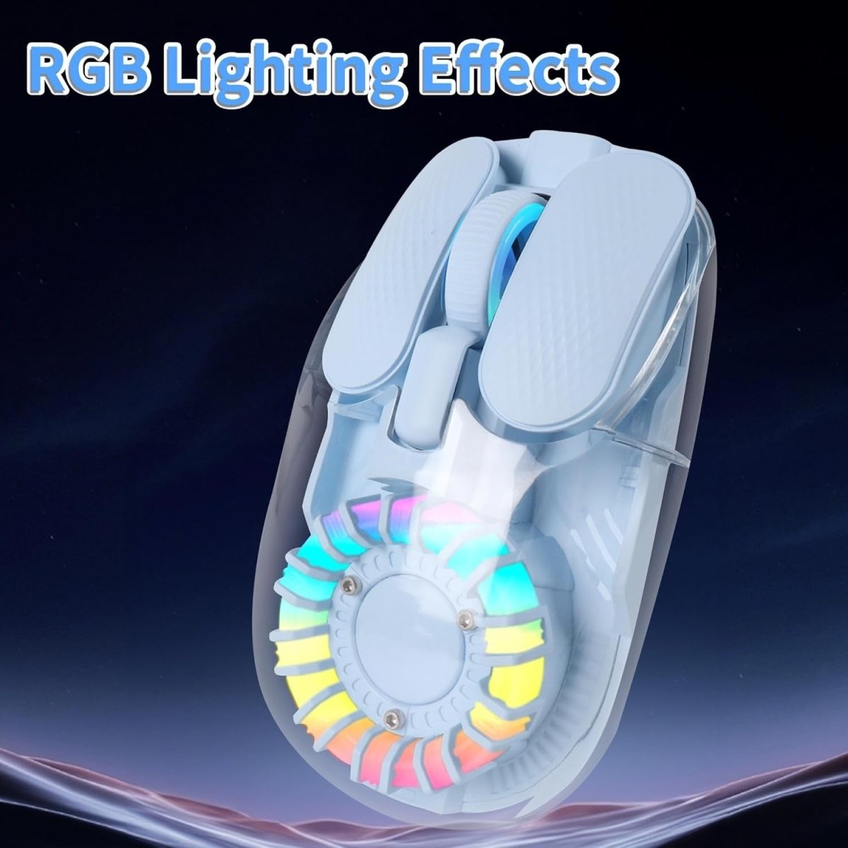 LIKE SHOW Bluetooth Wireless Mouse Tri - Mode USB Nano Receiver RGB Blue - Kwikley