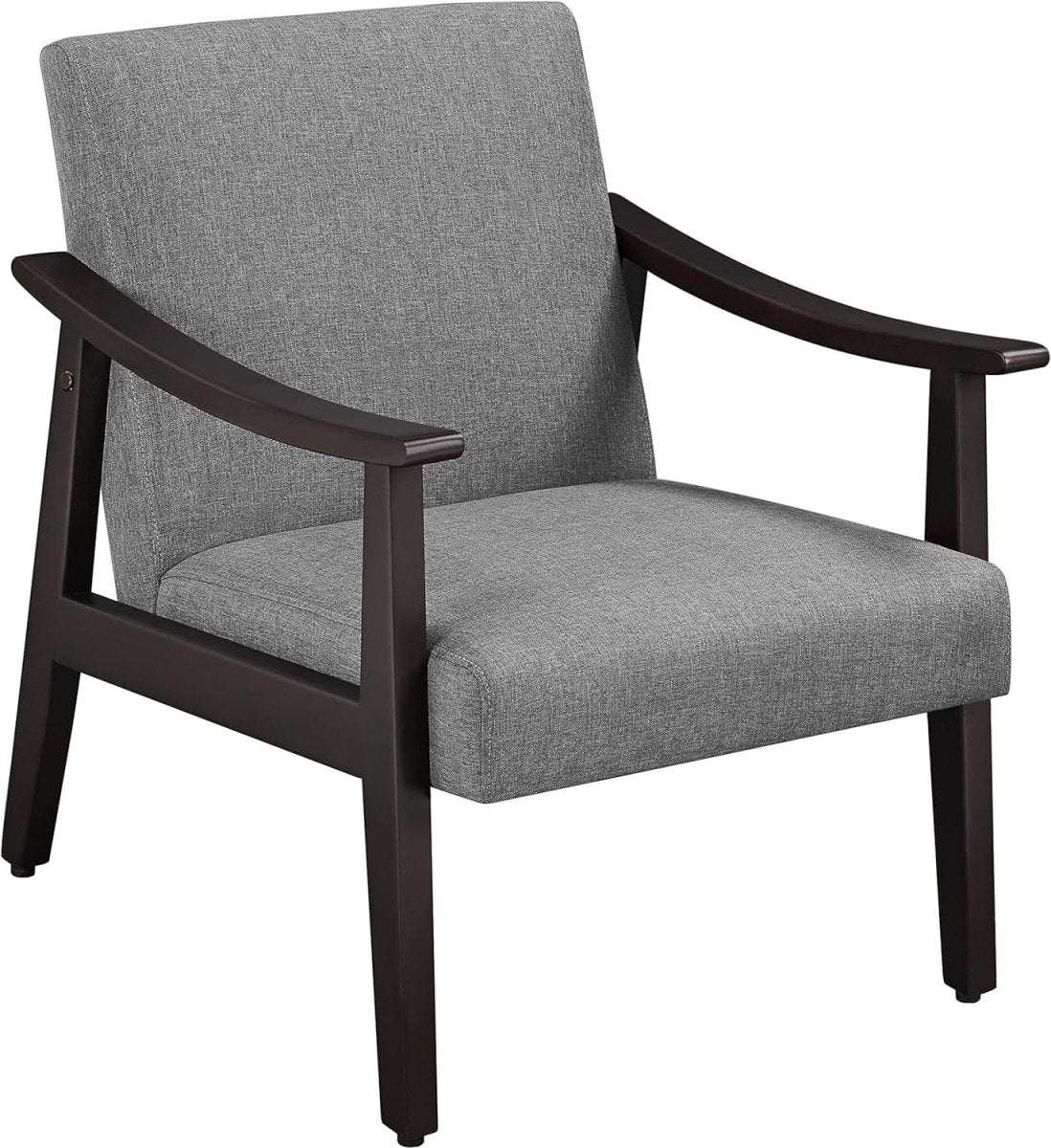 Linen Fabric Accent Armchair Retro Lounge Chair Wood Legs Grey - Kwikley