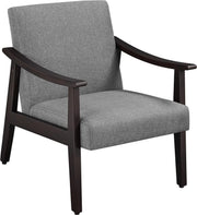 Linen Fabric Accent Armchair Retro Lounge Chair Wood Legs Grey - Kwikley