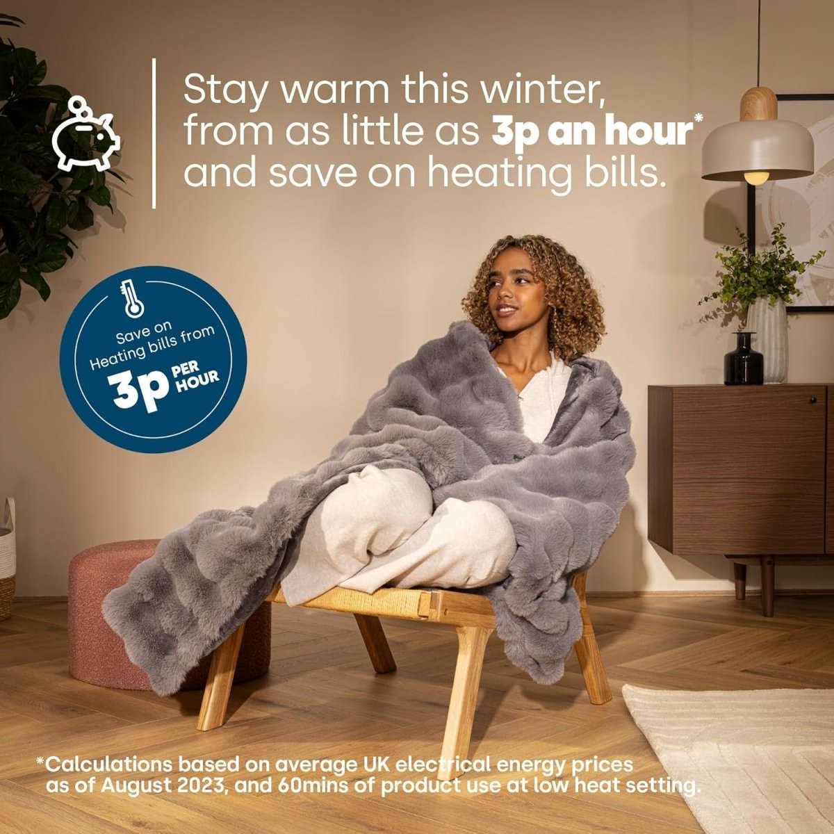 LIVIVO Faux Rabbit Fur Electric Heated Throws for Adults, 160x130cm – Plush Soft - Kwikley