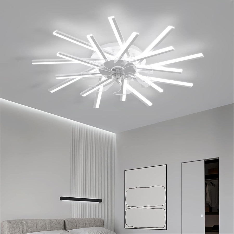 LJX 92cm Ceiling Fan with LED Light, Remote & App, 6 Speeds, Dimmable, White - Kwikley