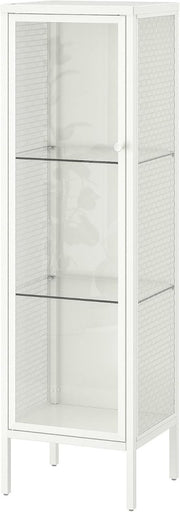 Lockable Glass Display Cabinet with Metal Frame, 34x30x116 cm, Modern Storage - Kwikley