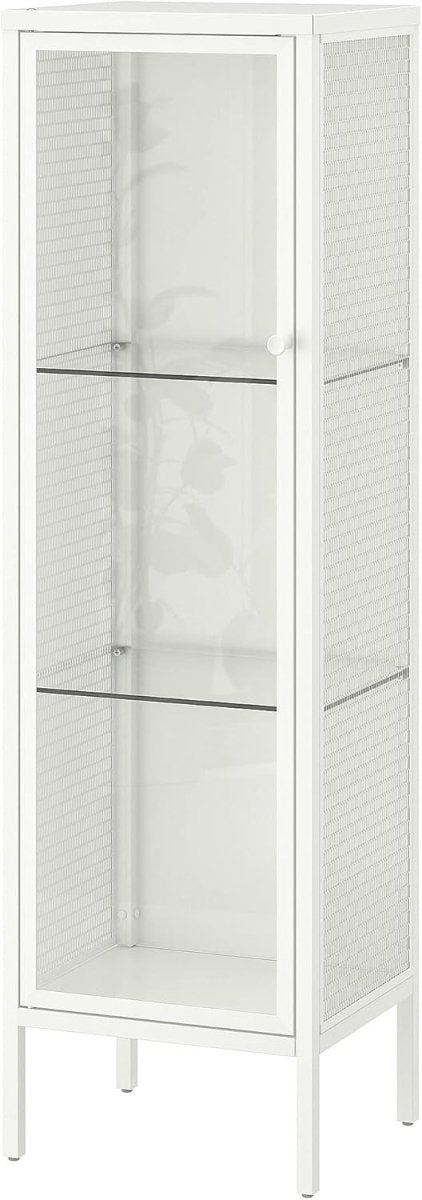 Lockable Glass Display Cabinet with Metal Frame, 34x30x116 cm, Modern Storage - Kwikley