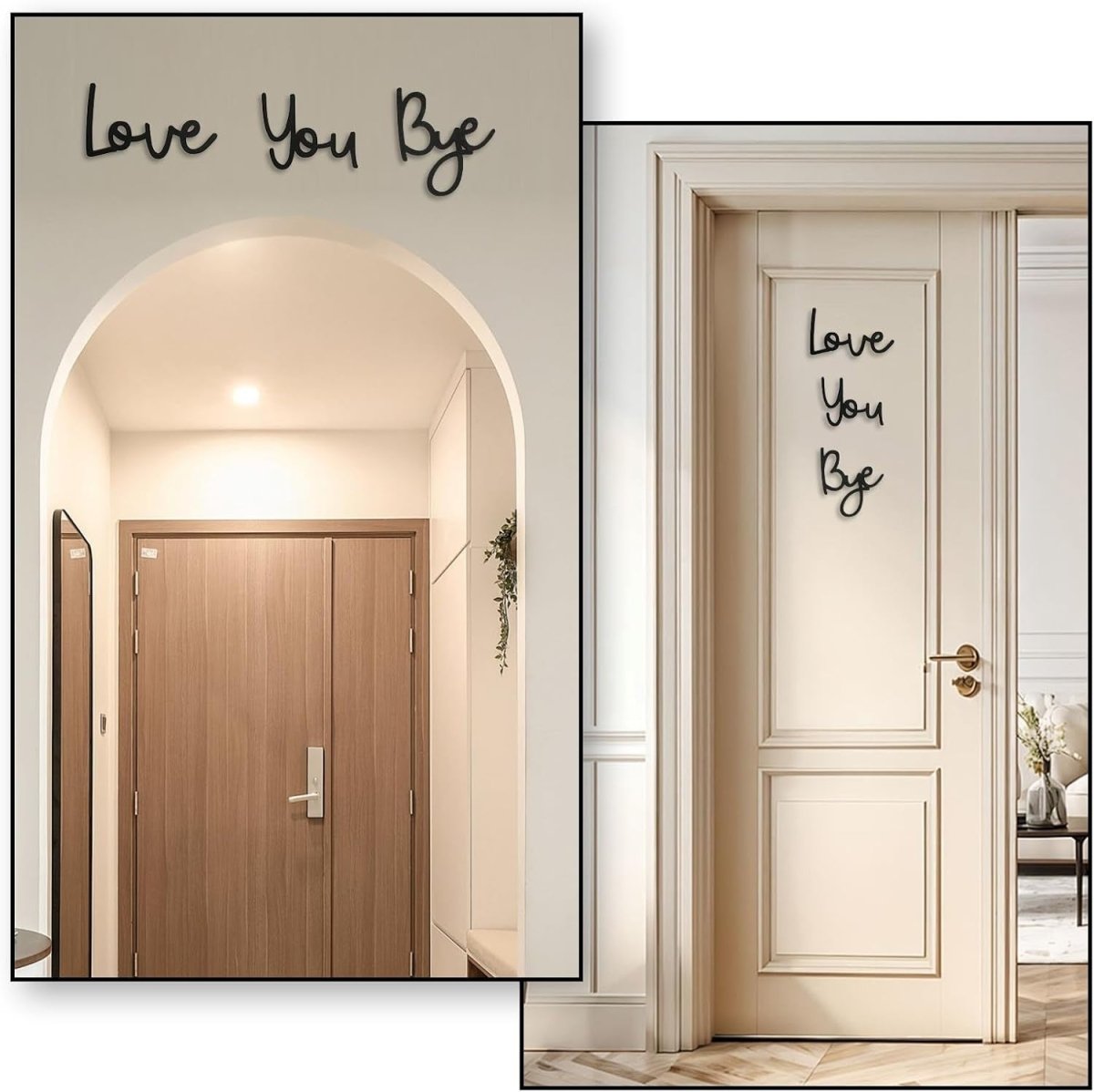 Love You Bye Wall Art Black Wooden Script Sign Modern Home Decor - Kwikley