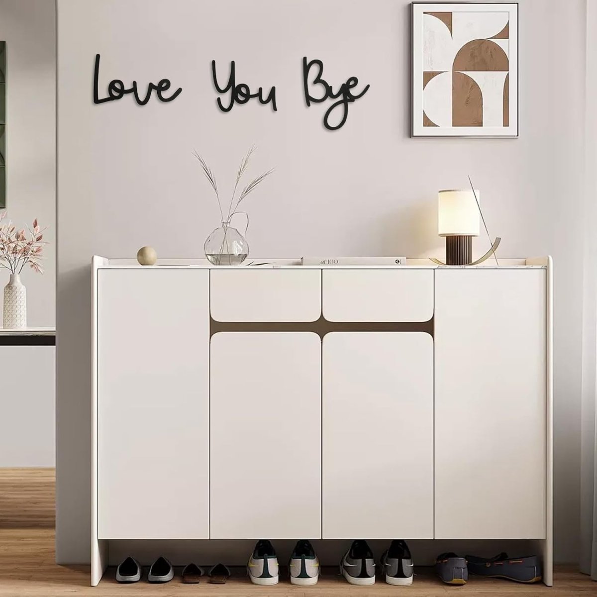 Love You Bye Wall Art Black Wooden Script Sign Modern Home Decor - Kwikley