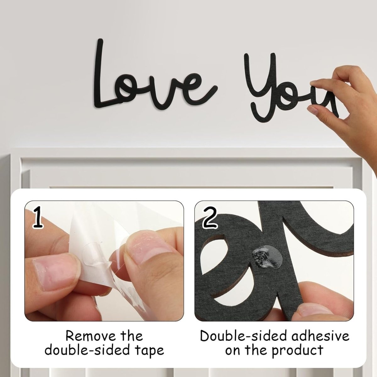 Love You Bye Wall Art Black Wooden Script Sign Modern Home Decor - Kwikley