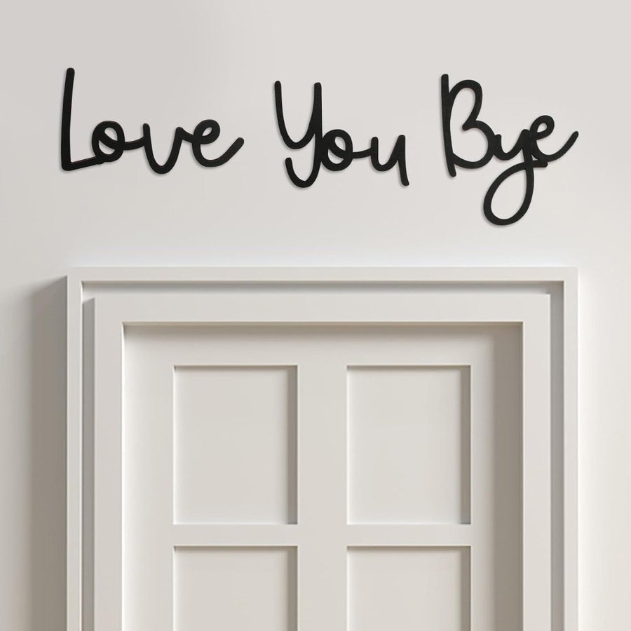 Love You Bye Wall Art Black Wooden Script Sign Modern Home Decor - Kwikley