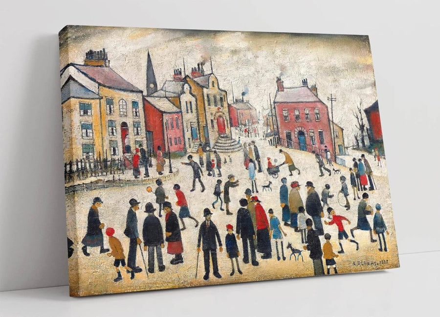 LS Lowry Style Framed Canvas Wall Art Print 61x40cm - Kwikley