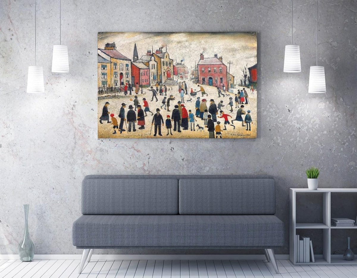 LS Lowry Style Framed Canvas Wall Art Print 61x40cm - Kwikley