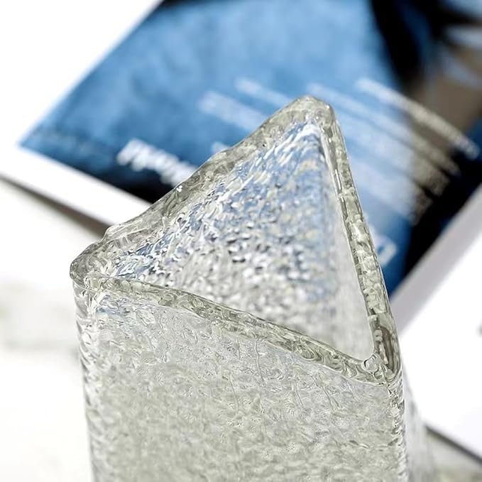 Luminous Triangle Glass Vase LED Effect Modern Table Wedding Decor - Kwikley