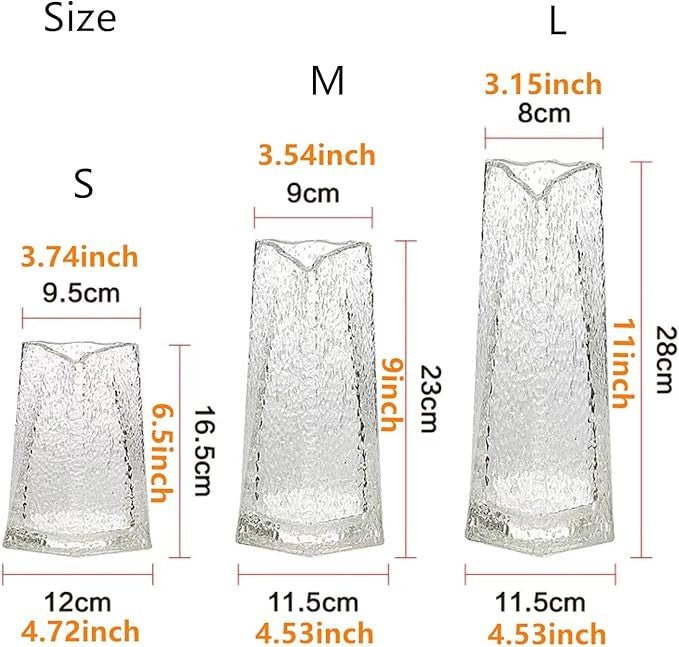 Luminous Triangle Glass Vase LED Effect Modern Table Wedding Decor - Kwikley