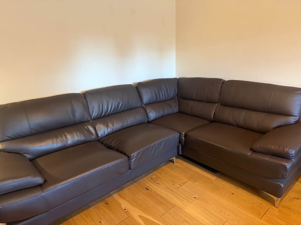 Lush Comfy Brown Leather Corner Sofa L - Shape Sofa (PTP) - Kwikley