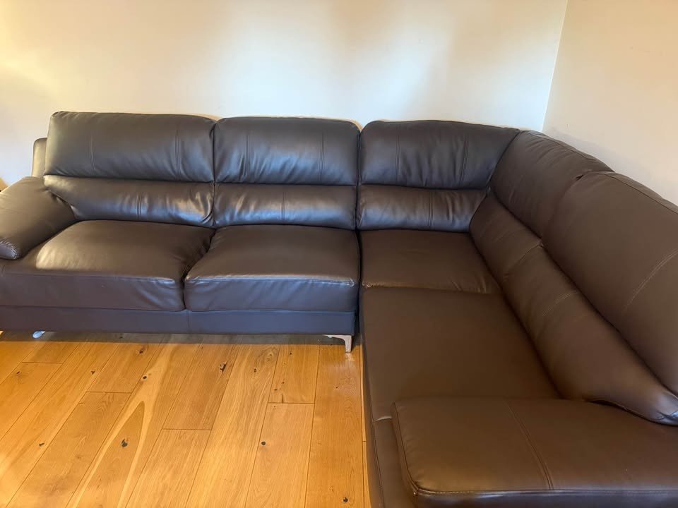 Lush Comfy Brown Leather Corner Sofa L - Shape Sofa (PTP) - Kwikley