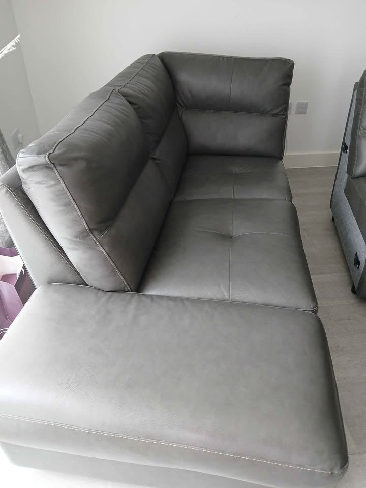 Luxe Comfy Grey Deep Leather Corner Sofa (PTP) - Kwikley