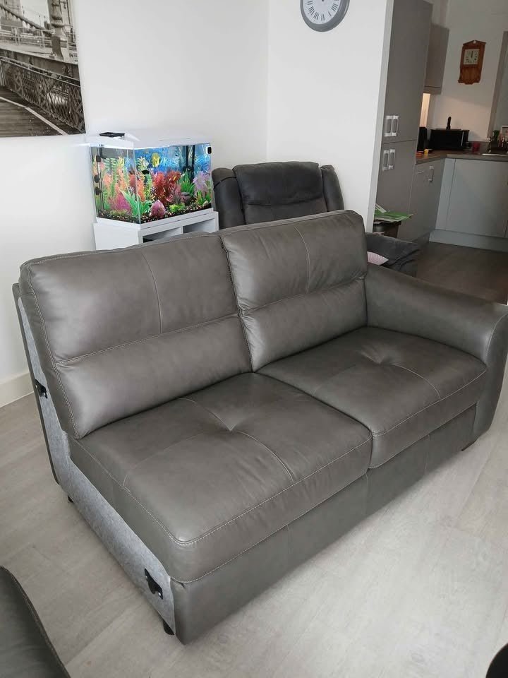 Luxe Comfy Grey Deep Leather Corner Sofa (PTP) - Kwikley