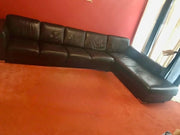 Luxe Extra Long Black Leather Corner Sofa (PTP) - Kwikley