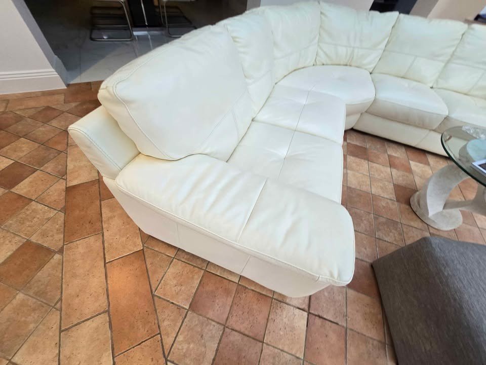 Luxe Splendid White Leather Corner Sofa (PTP) - Kwikley