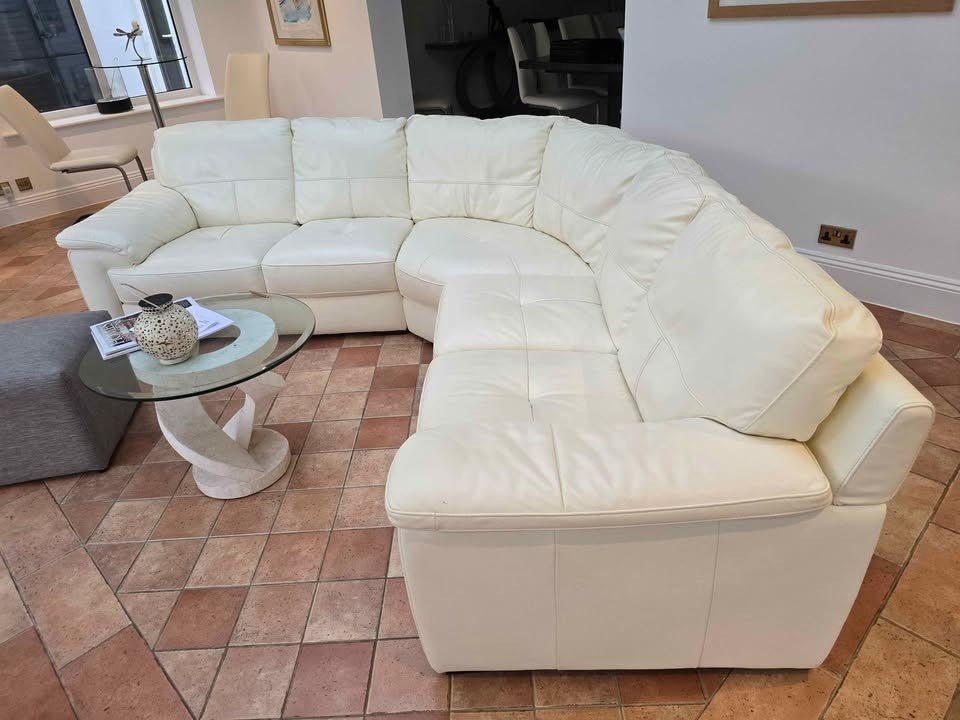 Luxe Splendid White Leather Corner Sofa (PTP) - Kwikley