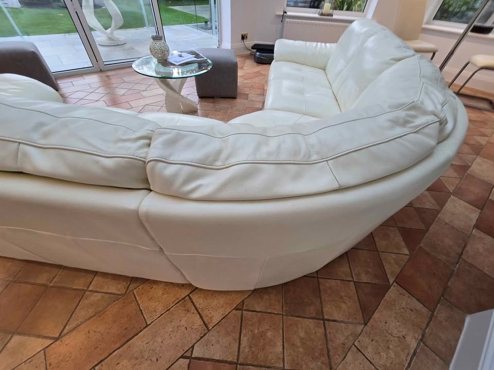 Luxe Splendid White Leather Corner Sofa (PTP) - Kwikley