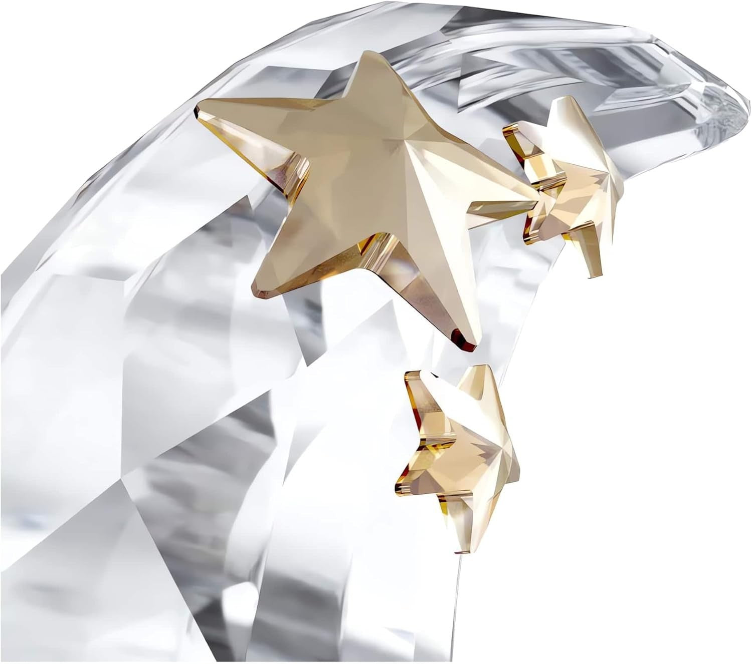 Luxury 2025 Crystal Moon Bauble • Clear Glass Ornament • Gold Accents - Kwikley