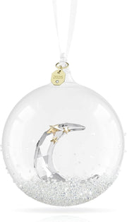Luxury 2025 Crystal Moon Bauble • Clear Glass Ornament • Gold Accents - Kwikley