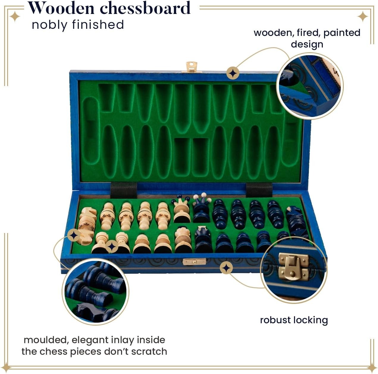 Luxury 35cm Wooden Chess Set | Handcrafted Travel Board | Portable Game Gift - Kwikley