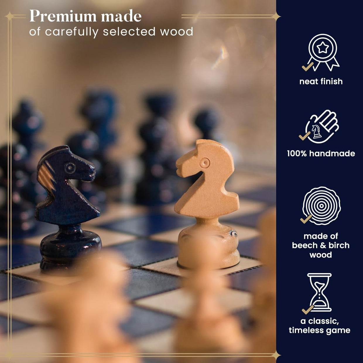 Luxury 35cm Wooden Chess Set | Handcrafted Travel Board | Portable Game Gift - Kwikley