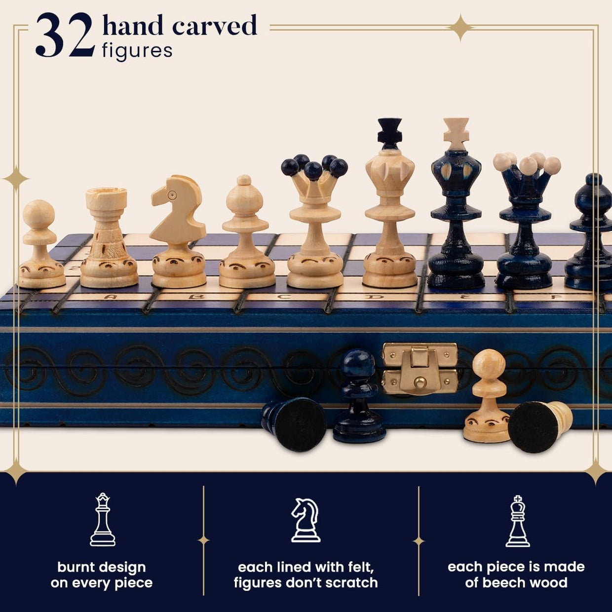Luxury 35cm Wooden Chess Set | Handcrafted Travel Board | Portable Game Gift - Kwikley