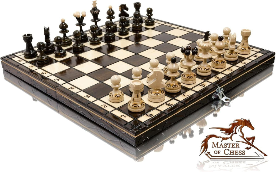 Luxury 35cm Wooden Chess Set | Handcrafted Travel Board | Premium Game Gift - Kwikley