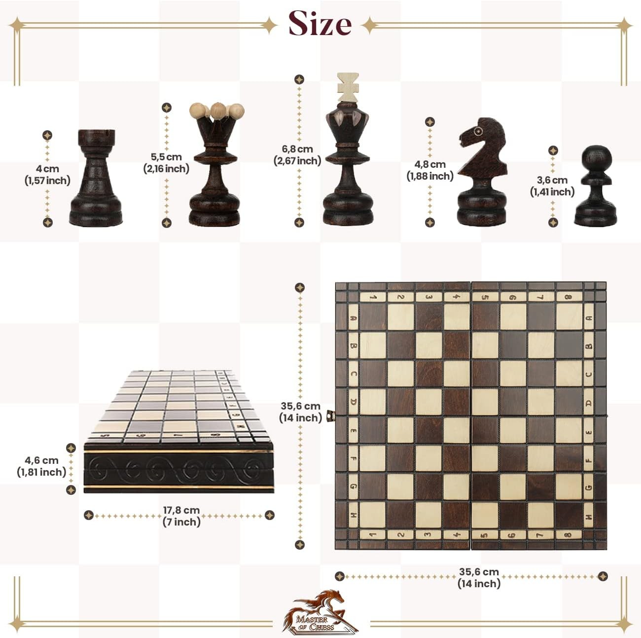 Luxury 35cm Wooden Chess Set | Handcrafted Travel Board | Premium Game Gift - Kwikley