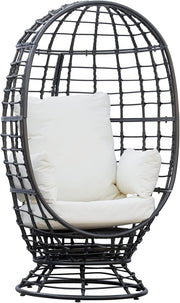 Luxury 360° Swivel Egg Chair Outdoor Rattan Seat w/ Cushions – 150kg Capacity - Kwikley