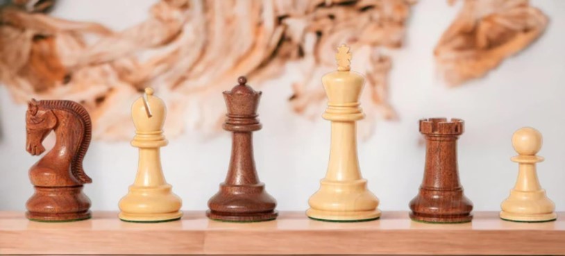Luxury 3.75" Acacia Weighted Chess Pieces Set for Premium Play - Kwikley