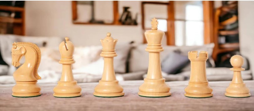 Luxury 3.75" Acacia Weighted Chess Pieces Set for Premium Play - Kwikley