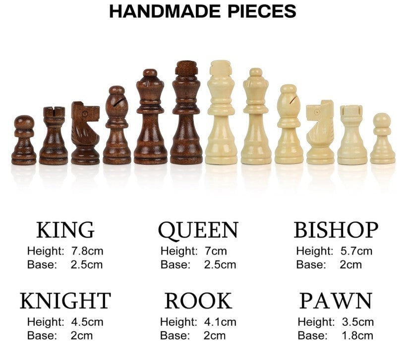 Luxury 39cm Magnetic Wooden Chess Set – Folding Board, Storage Slots - Kwikley