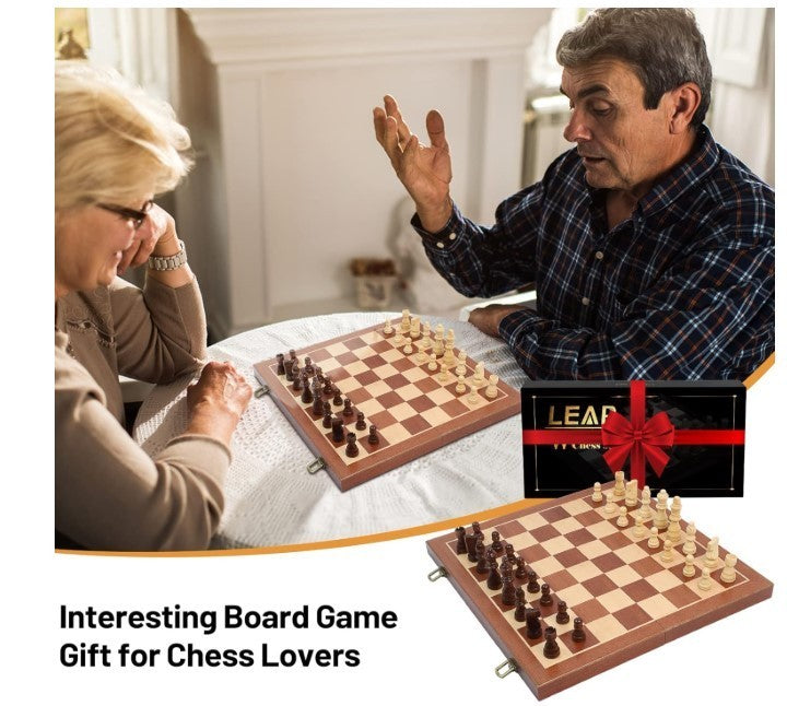 Luxury 39cm Wooden Chess Set – Folding Board, Storage Slots, Extra Queens - Kwikley