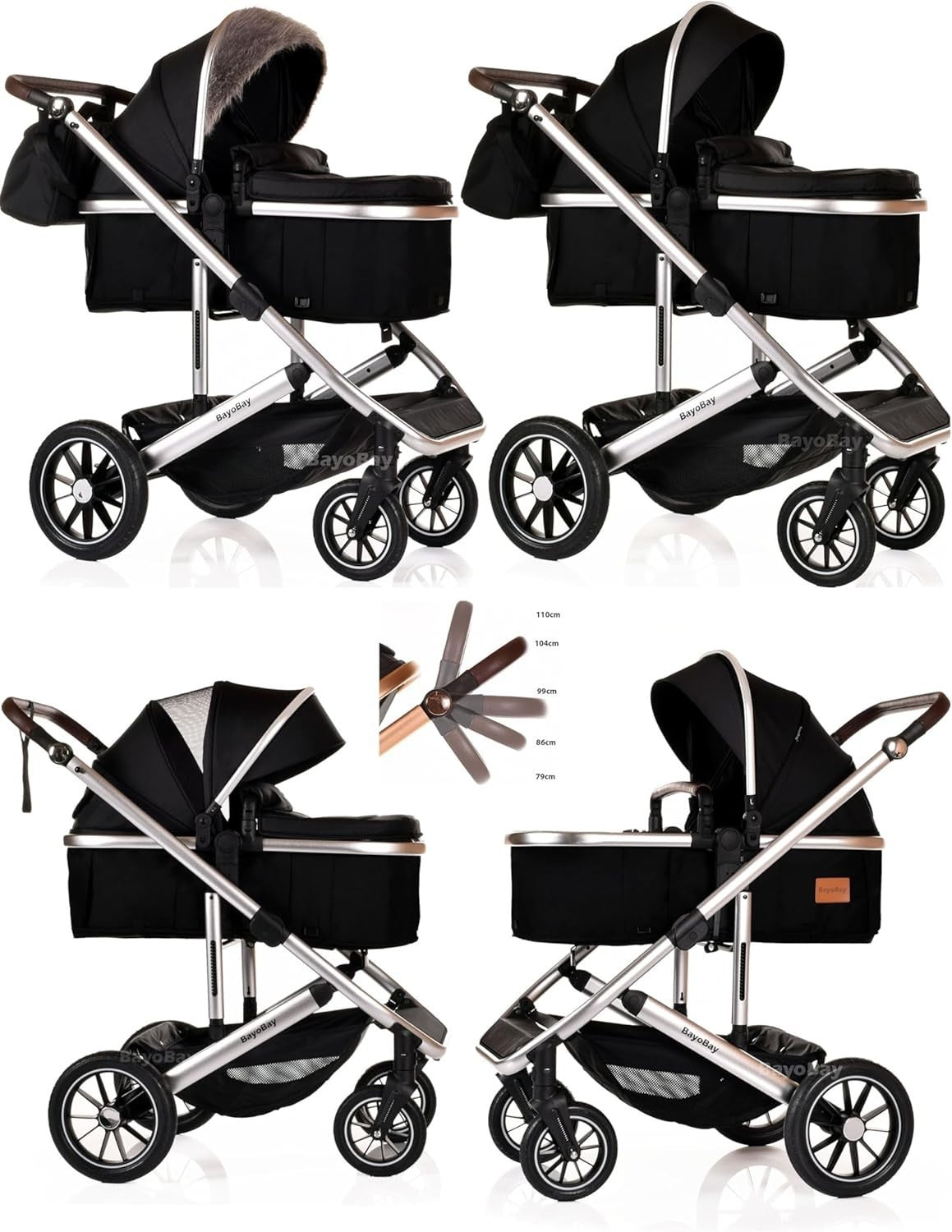 Luxury 3in1 Baby Pram Pushchair Car Seat Foldable Travel System 22kg - Kwikley