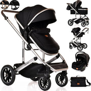 Luxury 3in1 Baby Pram Pushchair Car Seat Foldable Travel System 22kg - Kwikley