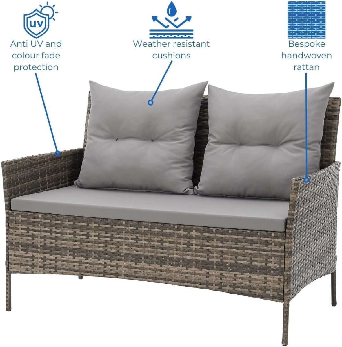Luxury 4 Seater Rattan Garden Dining Lounge Set Sofa Chairs Glass Table Patio - Kwikley