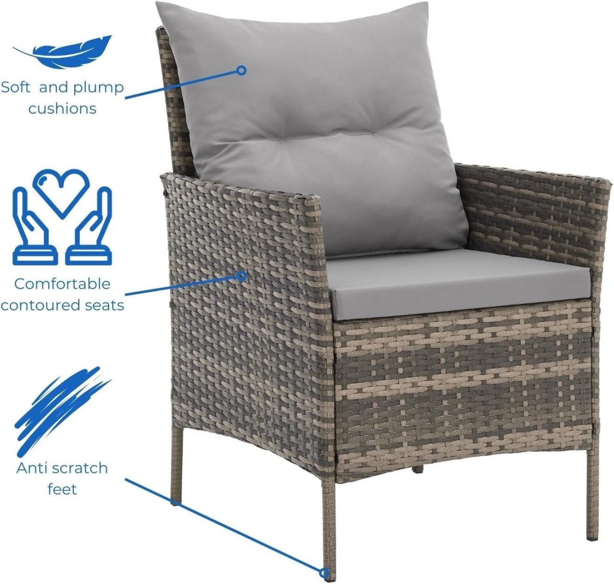 Luxury 4 Seater Rattan Garden Dining Lounge Set Sofa Chairs Glass Table Patio - Kwikley