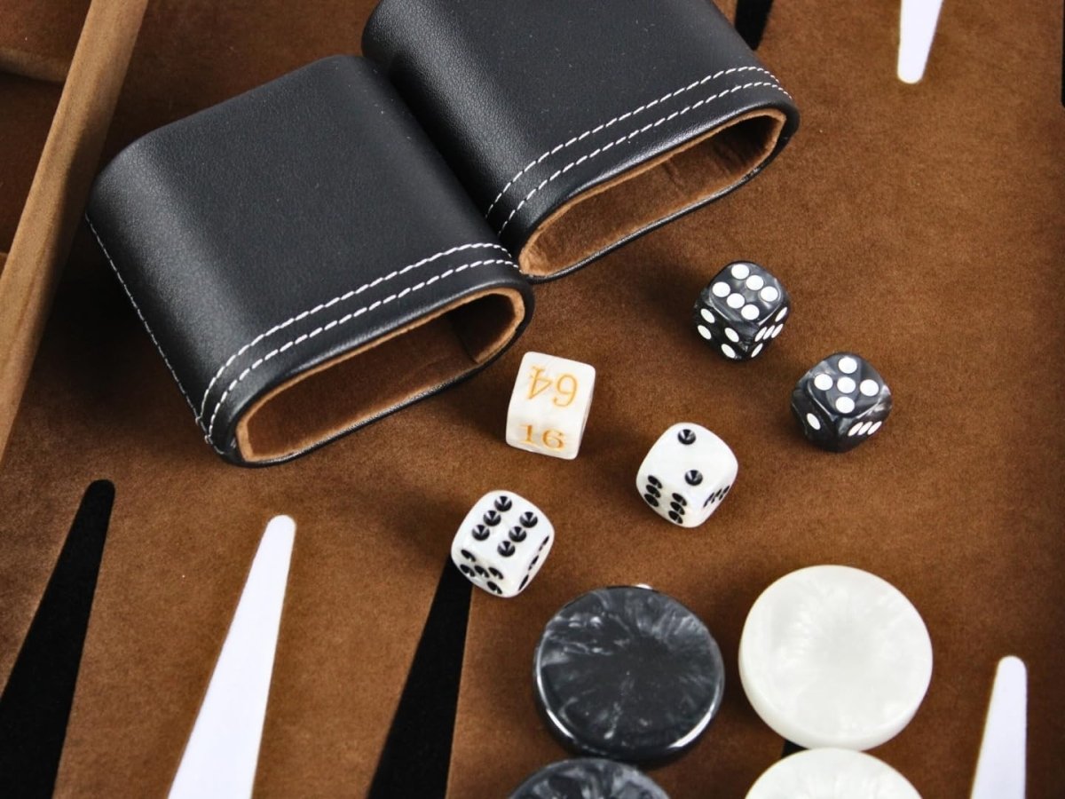 Luxury Backgammon Set 21in Genuine Leather Case Large Premium Strategy Board - Kwikley