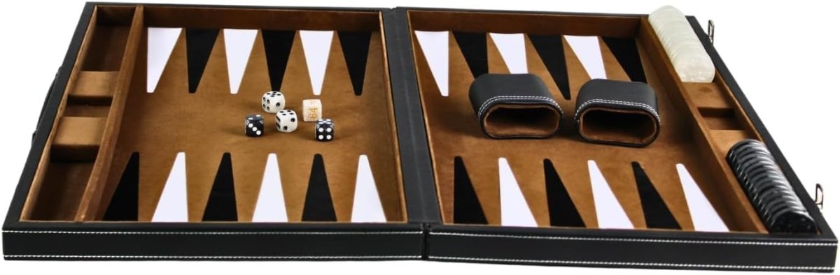 Luxury Backgammon Set 21in Genuine Leather Case Large Premium Strategy Board - Kwikley
