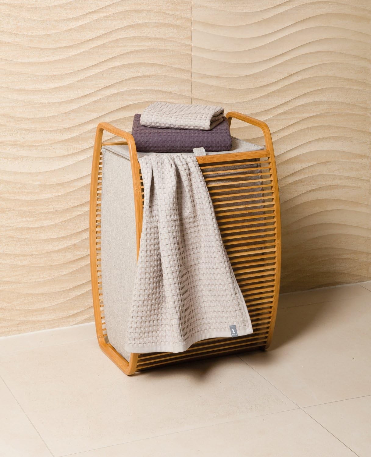 Luxury Bamboo Laundry Basket with Lid & Fabric Liner, 40×35.5×60cm Modern Hamper - Kwikley